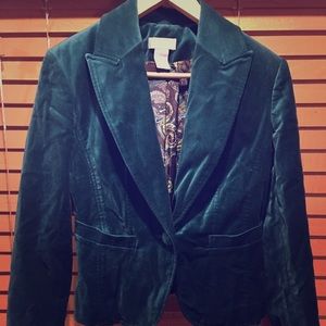 Emerald green velvet blazer